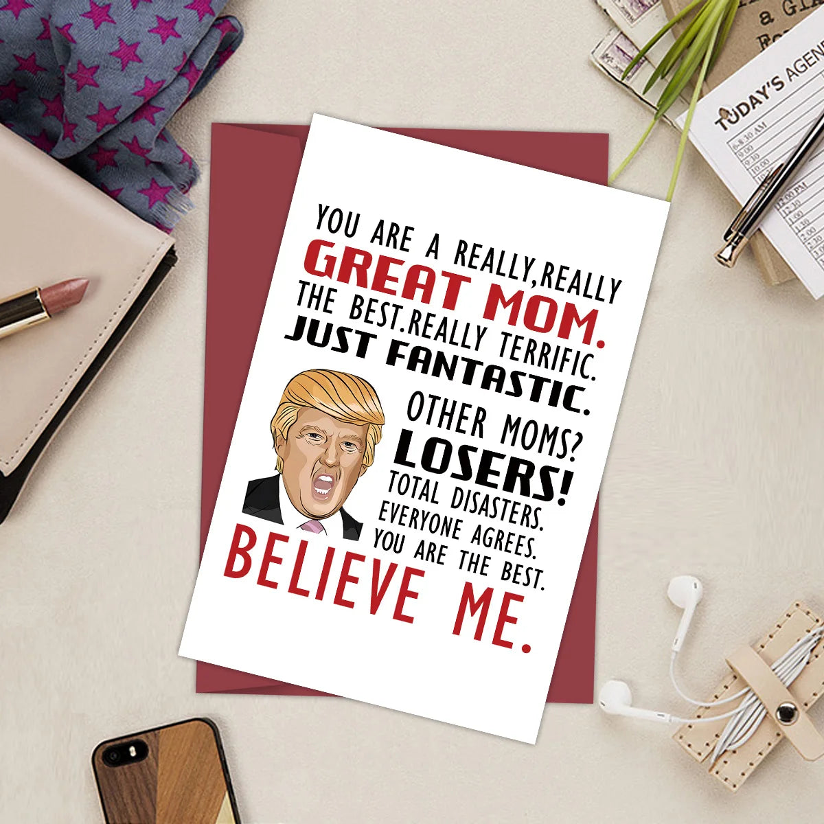 1pc Funny Birthday Card For Mom, Creative Trump Mother's Day Card Greetings Funny Mother's Day Card, Thank You Card, Gift Card