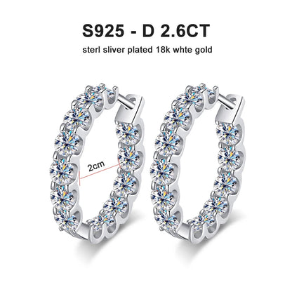 KNOBSPIN 2.6ct D Color Moissanite Gold/Silver or Rose Earring With 925 Sterling Sliver Plated White Gold