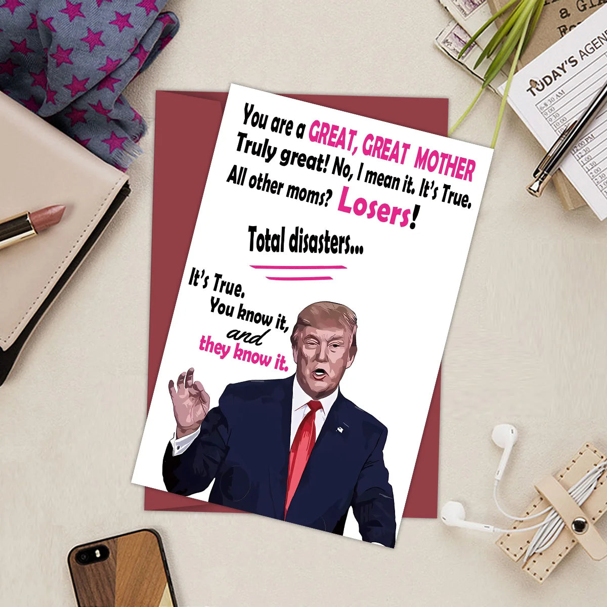 1pc Funny Birthday Card For Mom, Creative Trump Mother's Day Card Greetings Funny Mother's Day Card, Thank You Card, Gift Card