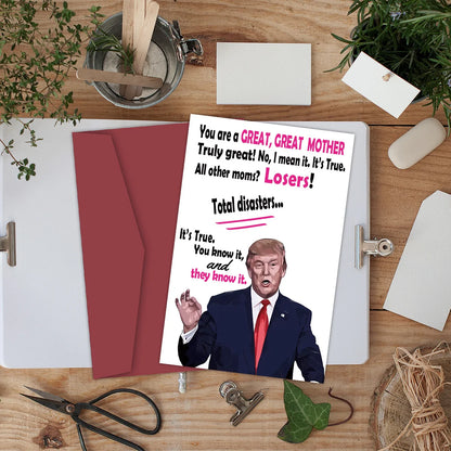 1pc Funny Birthday Card For Mom, Creative Trump Mother's Day Card Greetings Funny Mother's Day Card, Thank You Card, Gift Card