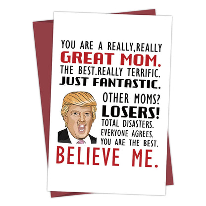 1pc Funny Birthday Card For Mom, Creative Trump Mother's Day Card Greetings Funny Mother's Day Card, Thank You Card, Gift Card