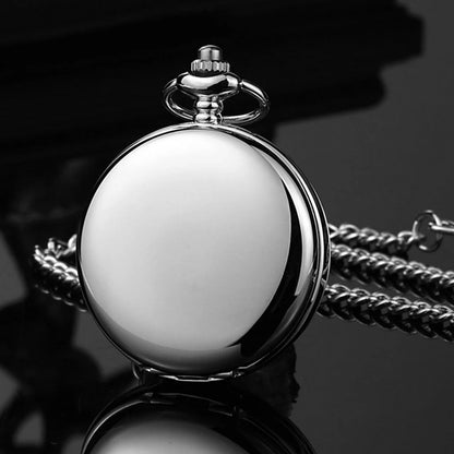 Number Dial - Smooth steel Quartz Pocket Watch Vintage number dial Pocket & Necklace watch pendant (37CM Fob Chain)