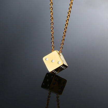 Vnox Dice Style Pendant With Stainless Steel Necklaces