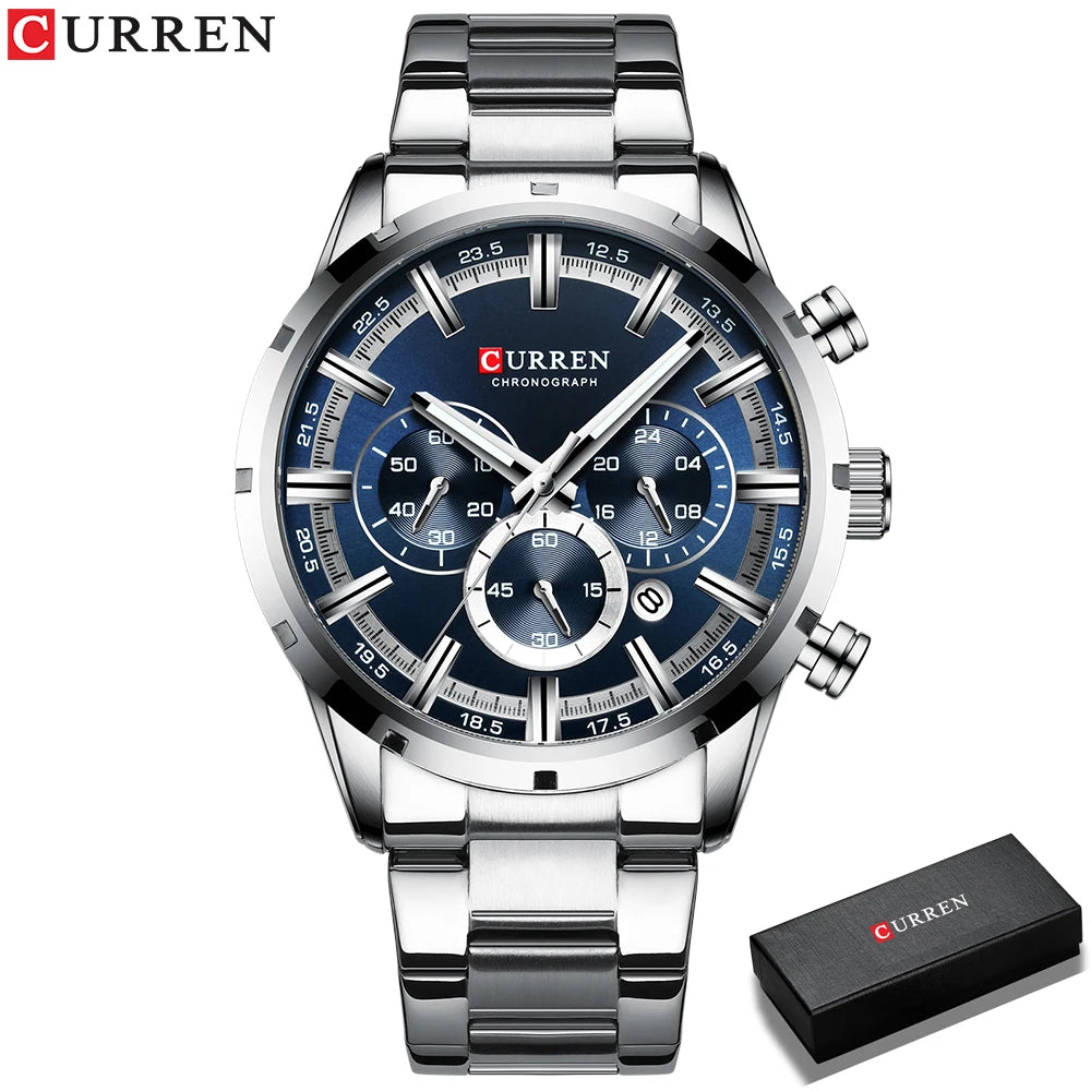 CURREN - Relogio Masculino luxurious Chronograph Wrist Watch, Quartz Clockwork And Waterproof