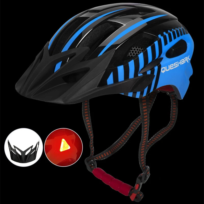 QUESHARK [Men&Women] Ultralight Cycling Helmet With Led Taillight And Sun Visor for Bike Bicycle Motorcycle Riding Safely