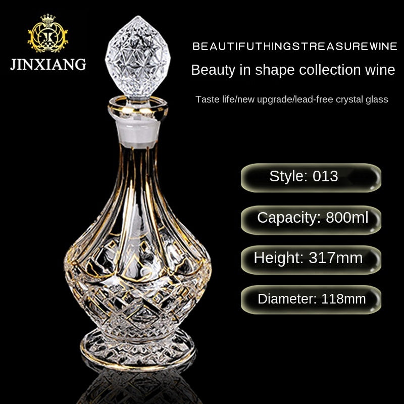 Crystal Glass Red Wine Decanter Foreign Wine jug Drawing Gold line Whisky Bottle liquor Dispenser wine jug