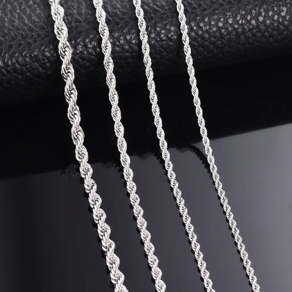 1 piece Steel Color Width 2mm/2.5mm/3mm/4mm/5mm/6mm Rope Chain Necklace/Bracelet For Men & Women