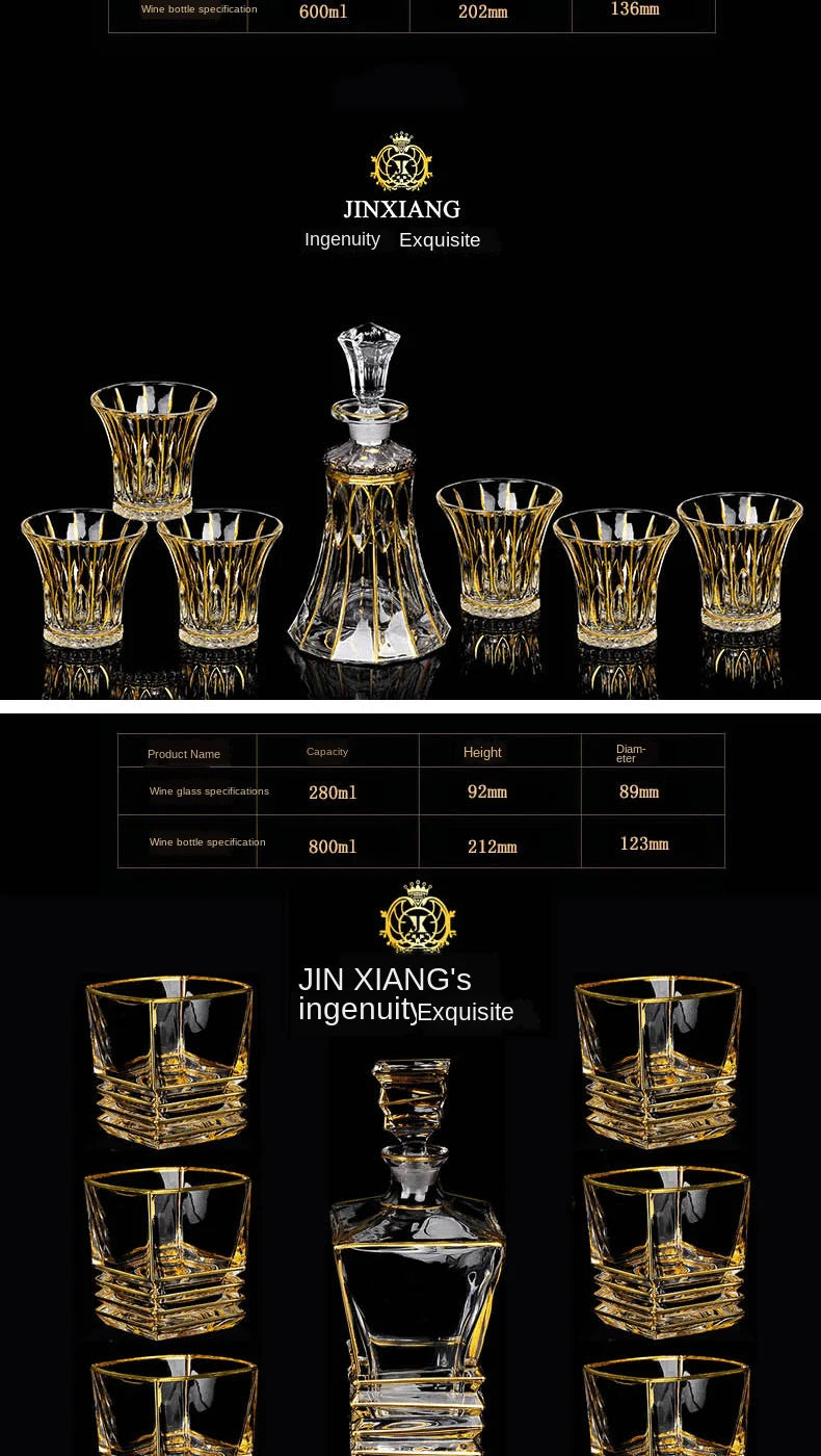 Luxurious high quality Crystal glass Decanter + 6 cups