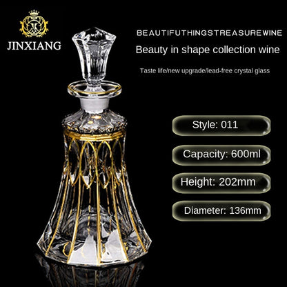 Crystal Glass Red Wine Decanter Foreign Wine jug Drawing Gold line Whisky Bottle liquor Dispenser wine jug