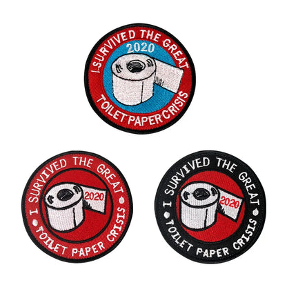 I SURVIVED THE GREAT TOILET PAPER TP CRISIS 2020 Embroidered Patches Stickers On Clothes Patch Badges