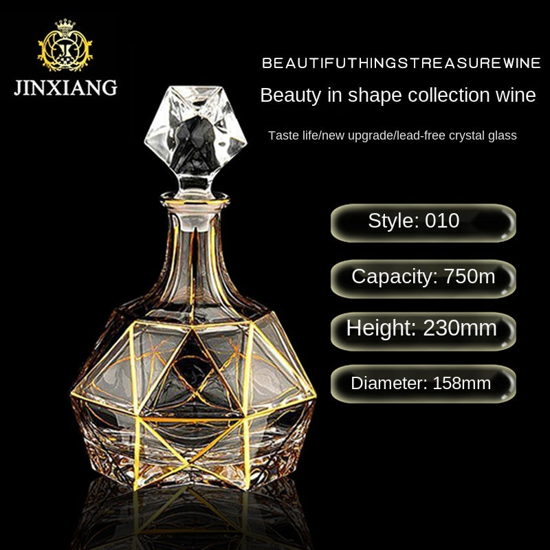 Crystal Glass Red Wine Decanter Foreign Wine jug Drawing Gold line Whisky Bottle liquor Dispenser wine jug