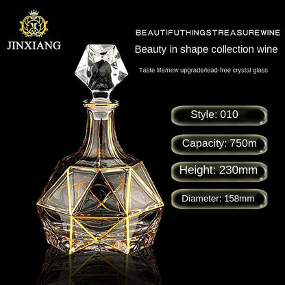 Crystal Glass Red Wine Decanter Foreign Wine jug Drawing Gold line Whisky Bottle liquor Dispenser wine jug