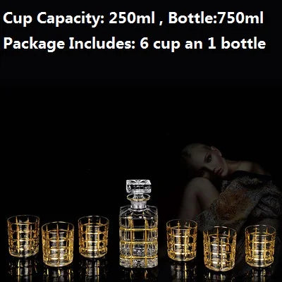 Luxurious high quality Crystal glass Decanter + 6 cups