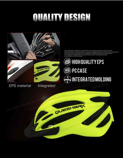 QUESHARK [Men&Women] Ultralight Cycling Helmet With Led Taillight And Sun Visor for Bike Bicycle Motorcycle Riding Safely