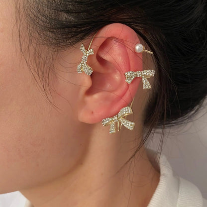 Aomu Left Or Right Gold & Silver Color Metal Butterfly Ear Clips Without Piercing With Zircon