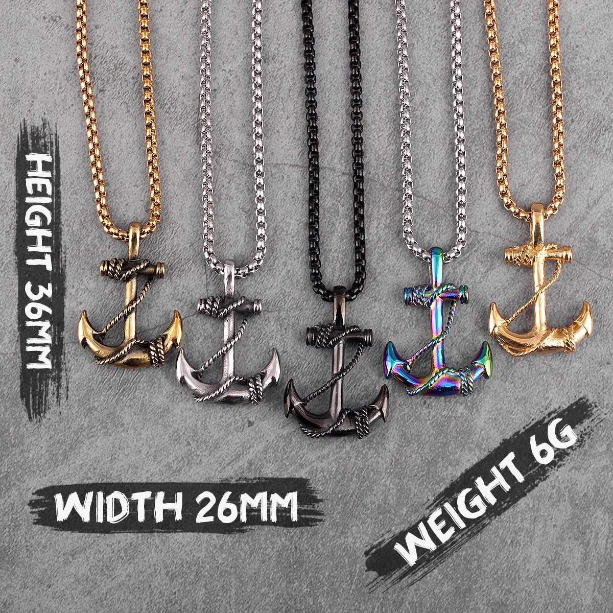 Metal Town Sea Anchor Pendants With Stainless Steel Chain necklace