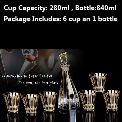 Luxurious high quality Crystal glass Decanter + 6 cups