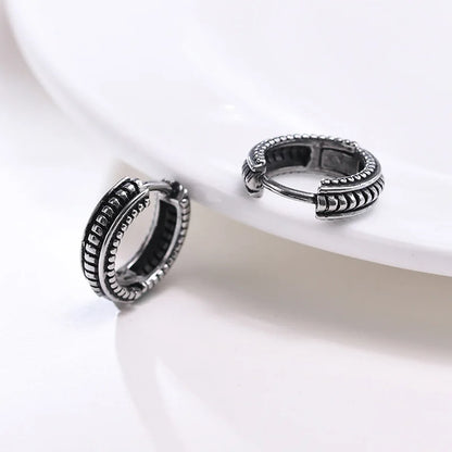 Vnox Stylish Stainless Steel Hoop Earrings In Black & Silver