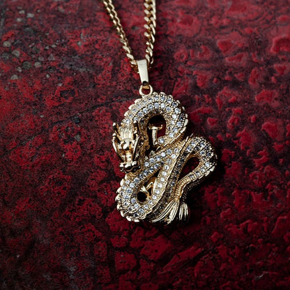 Dragon Gold & Silver Color Zircon Pendant Necklace For Men & Women