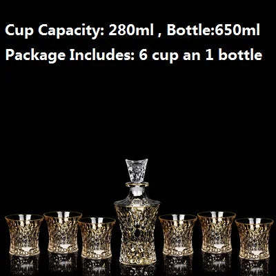 Luxurious high quality Crystal glass Decanter + 6 cups