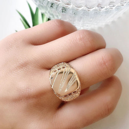 SYOUJYO Copper+ 585 Rose Gold Colour Glossy Signet Ring