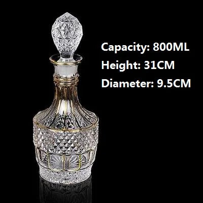 Crystal Glass Red Wine Decanter Foreign Wine jug Drawing Gold line Whisky Bottle liquor Dispenser wine jug