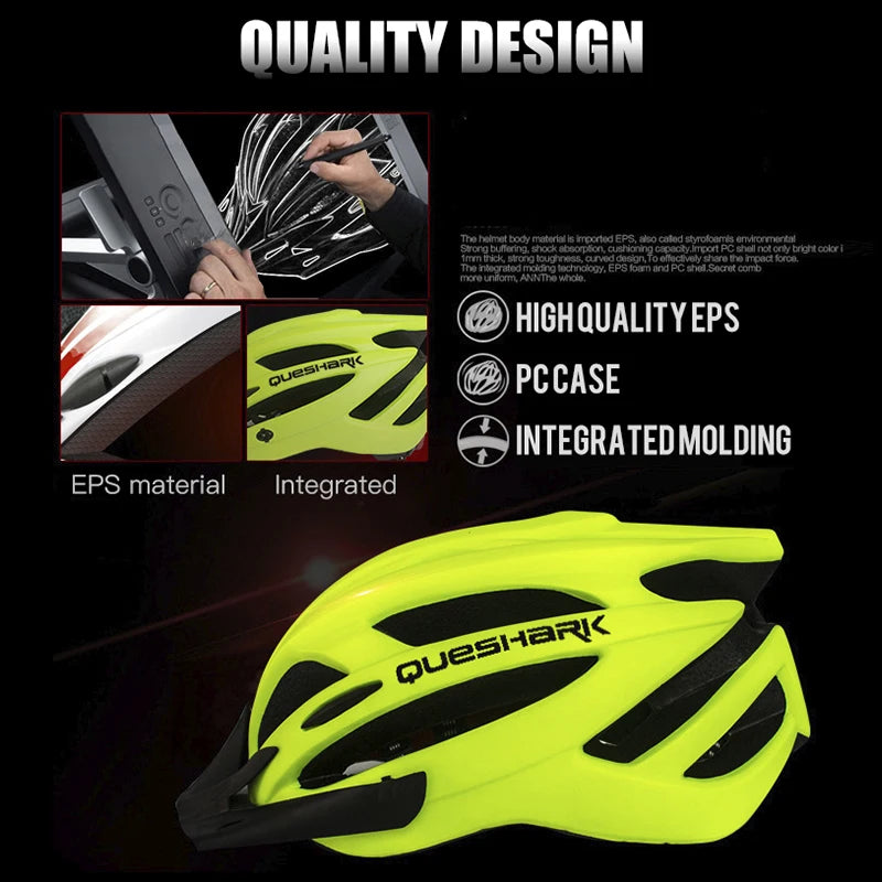 QUESHARK [Men&Women] Ultralight Cycling Helmet With Led Taillight And Sun Visor for Bike Bicycle Motorcycle Riding Safely