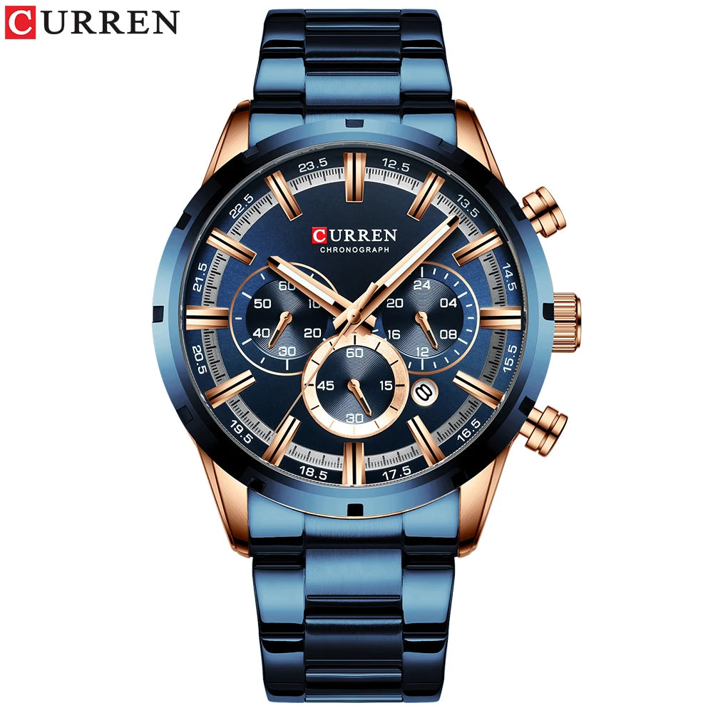 CURREN - Relogio Masculino luxurious Chronograph Wrist Watch, Quartz Clockwork And Waterproof