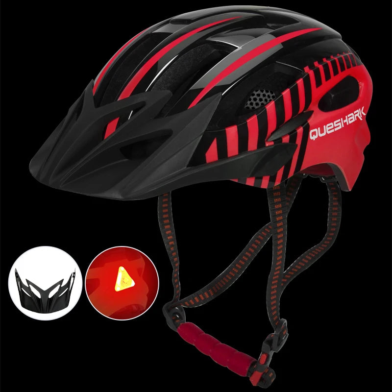 QUESHARK [Men&Women] Ultralight Cycling Helmet With Led Taillight And Sun Visor for Bike Bicycle Motorcycle Riding Safely