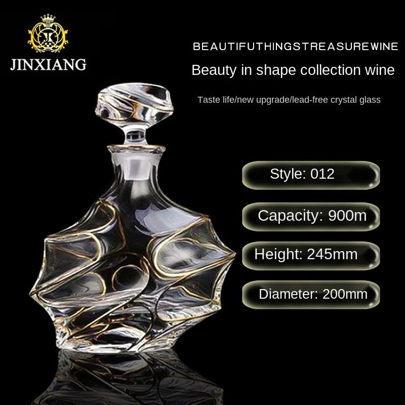 Crystal Glass Red Wine Decanter Foreign Wine jug Drawing Gold line Whisky Bottle liquor Dispenser wine jug