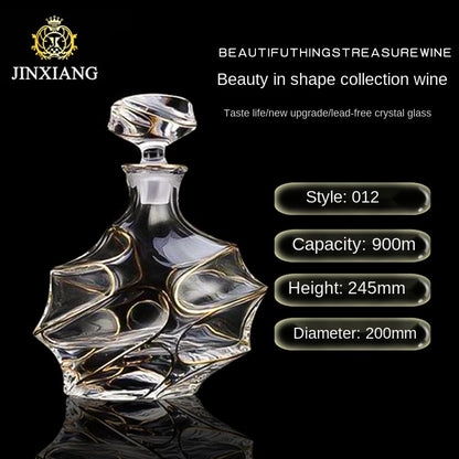 Crystal Glass Red Wine Decanter Foreign Wine jug Drawing Gold line Whisky Bottle liquor Dispenser wine jug