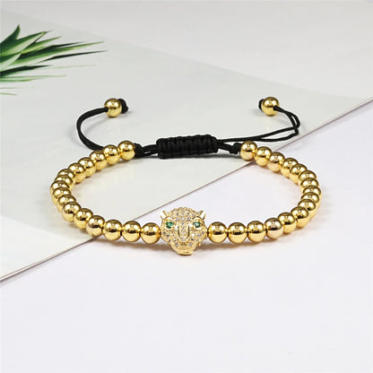 Royal Bracelet Gold/Silver/Rose Head 5MM Pave Beads Braided Handmade Armband