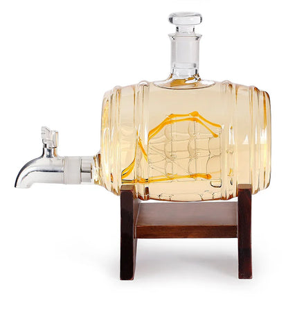 Luxurious Barrel Shape Glass Decanter 1000ml Capacity