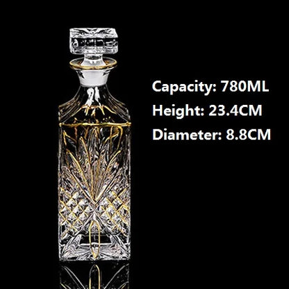 Crystal Glass Red Wine Decanter Foreign Wine jug Drawing Gold line Whisky Bottle liquor Dispenser wine jug