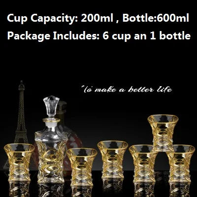 Luxurious high quality Crystal glass Decanter + 6 cups