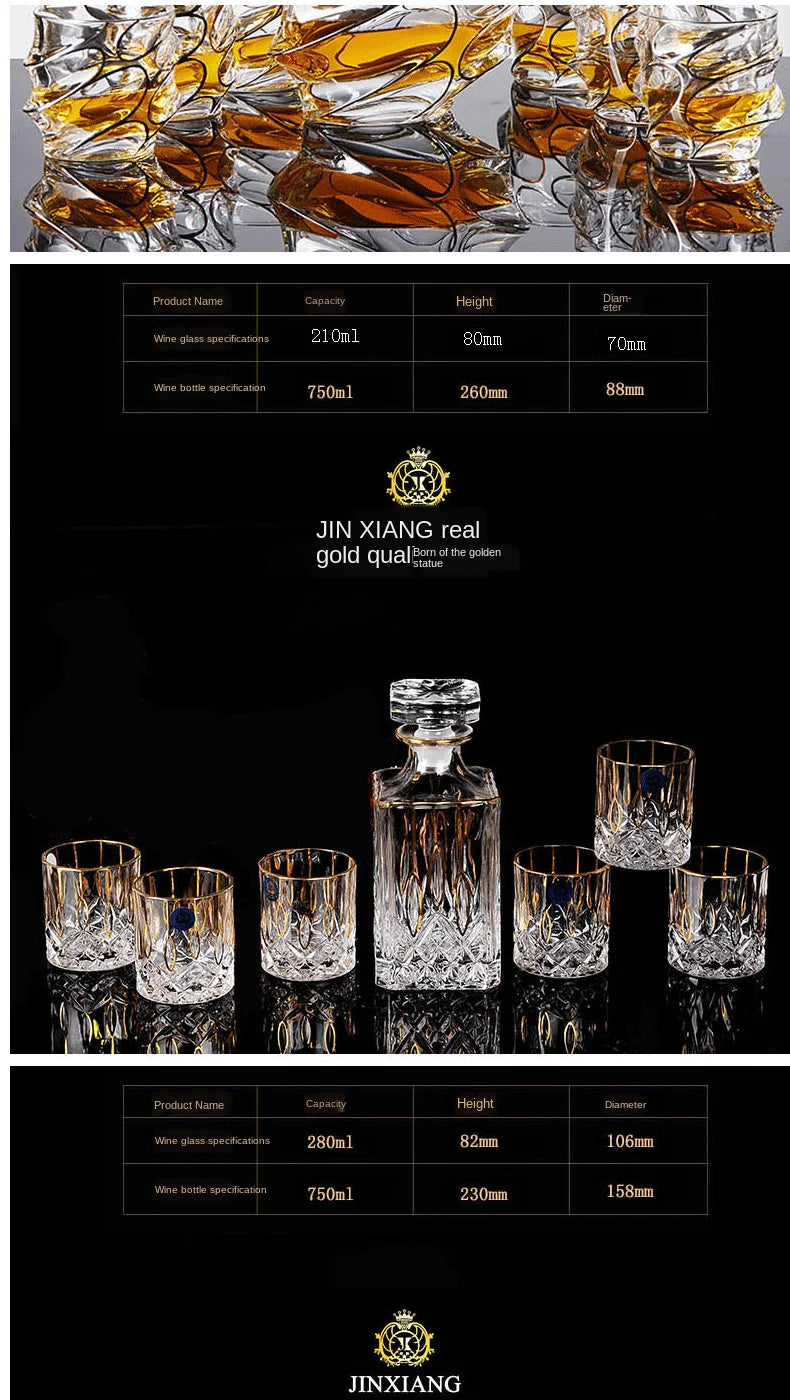 Luxurious high quality Crystal glass Decanter + 6 cups