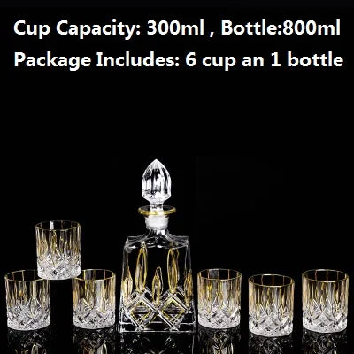 Luxurious high quality Crystal glass Decanter + 6 cups