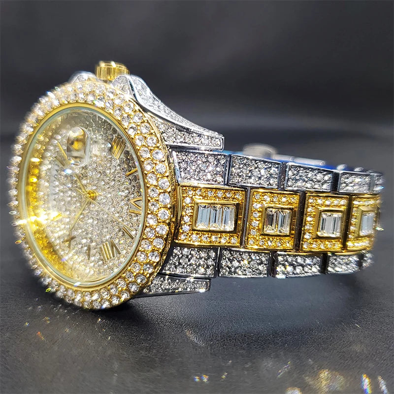 MISSFOX Luxury Gold Designer Diamond Watch - Iced Out Quartz Watch