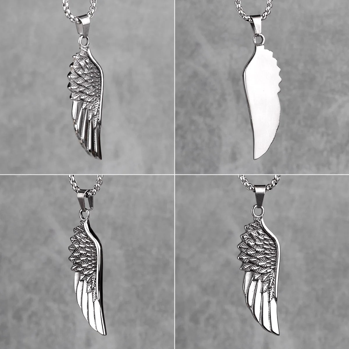 Metal Town Angel Wings Pendant With Stainless Steel Chain Necklaces