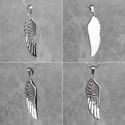 Metal Town Angel Wings Pendant With Stainless Steel Chain Necklaces