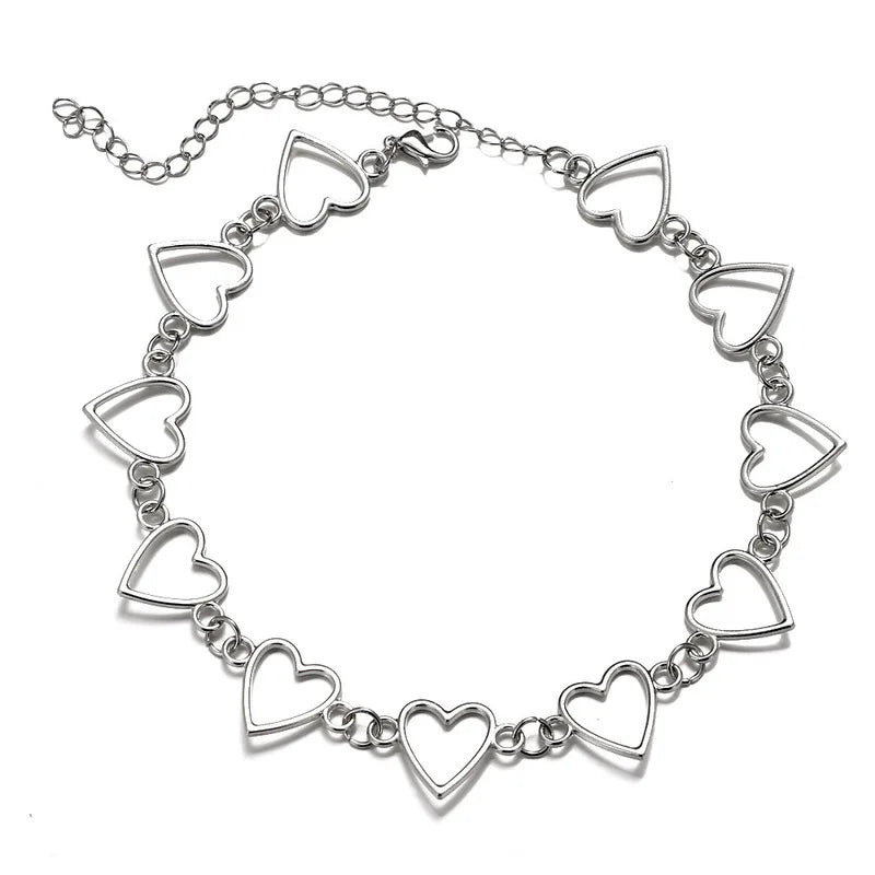 Korean Hollow Sweet Love Heart Choker Necklace