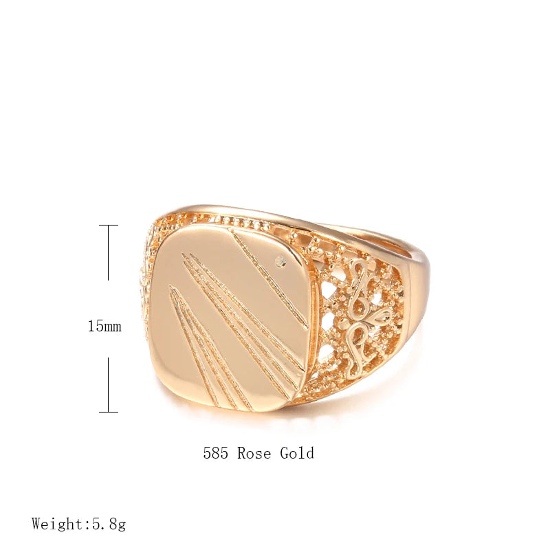 SYOUJYO Copper+ 585 Rose Gold Colour Glossy Signet Ring