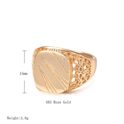 SYOUJYO Copper+ 585 Rose Gold Colour Glossy Signet Ring