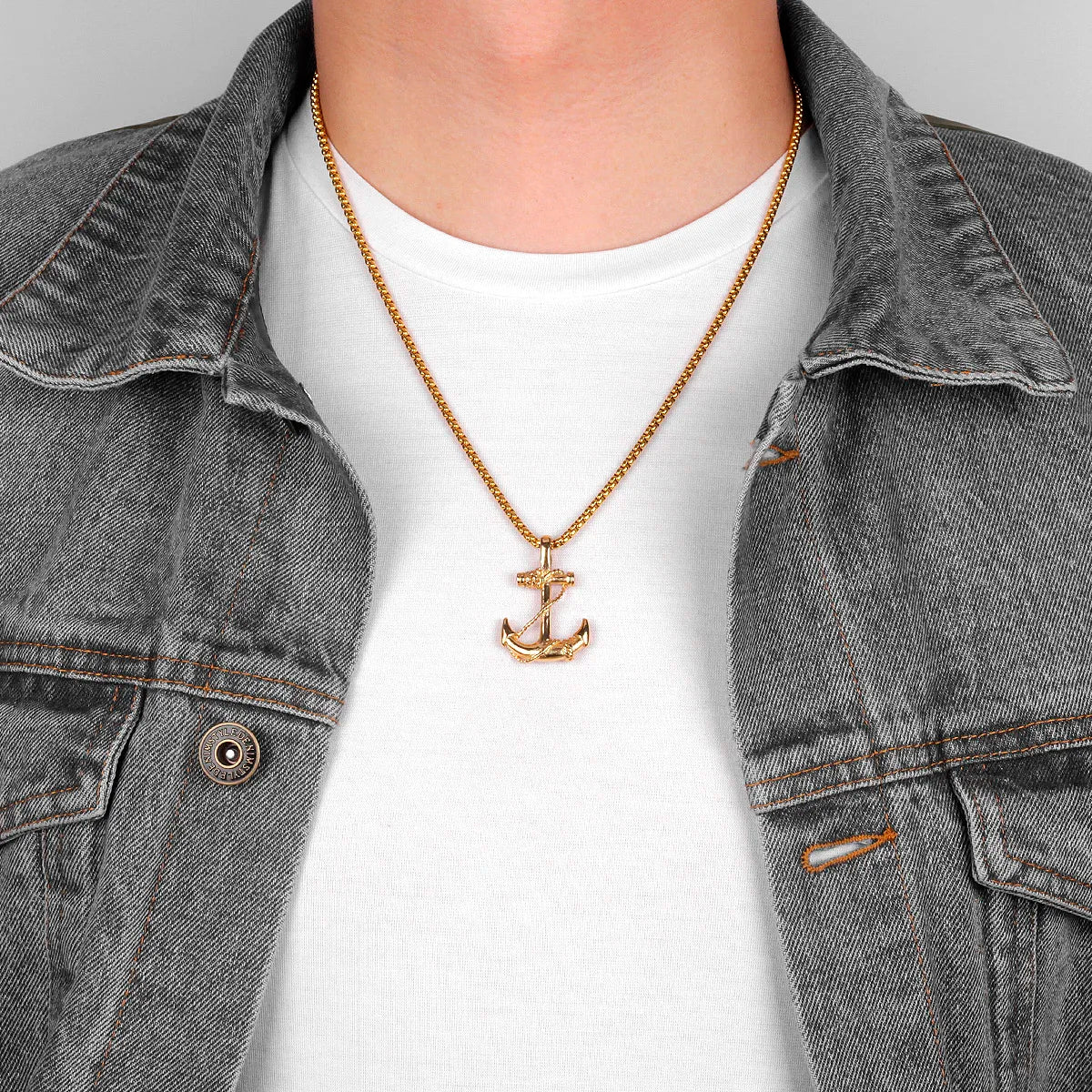 Metal Town Sea Anchor Pendants With Stainless Steel Chain necklace