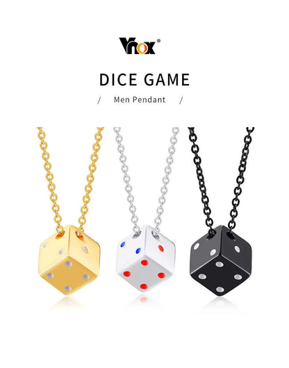 Vnox Dice Style Pendant With Stainless Steel Necklaces