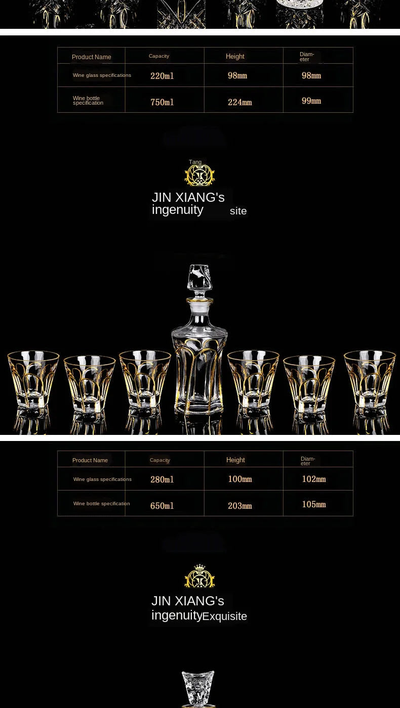 Luxurious high quality Crystal glass Decanter + 6 cups