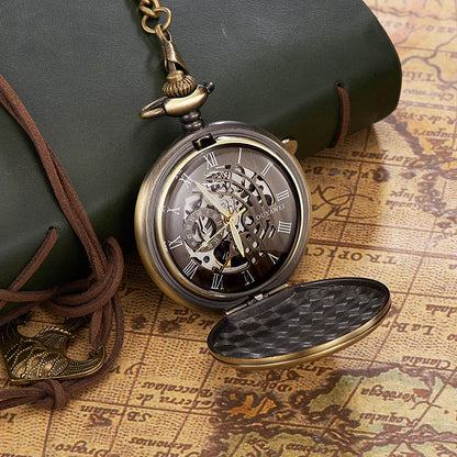 Ohsen Luxury Mechanical Hand Winding Skeleton Pocket Watch