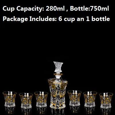 Luxurious high quality Crystal glass Decanter + 6 cups