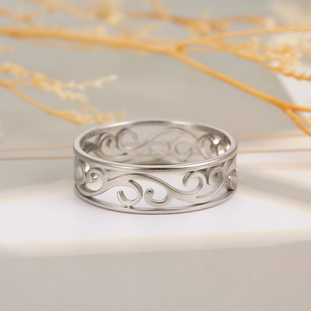 Skyrim Elegant Cutout Filigree Stainless Steel Ring