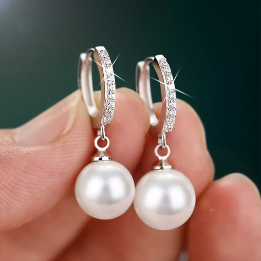 LByzHan 925 Sterling Silver Natural Freshwater Pearl Earrings